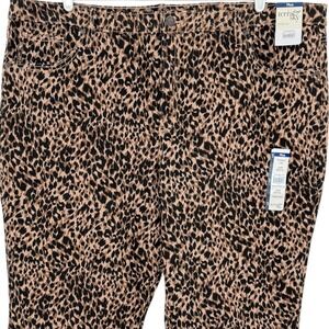 Terra & Sky Women's Stretch Brown Black Leopard Jeans Plus 24WP Straight Leg NWT
